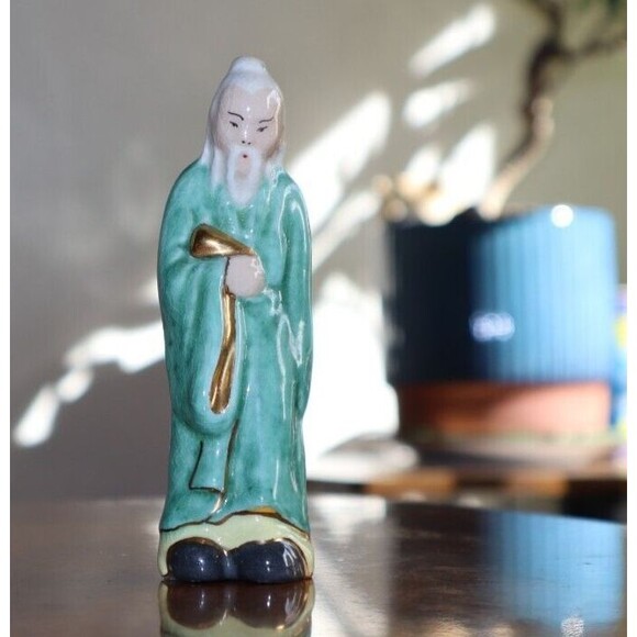 Vintage Chinese Glazed Pottery Mud Man Figurine 4.5